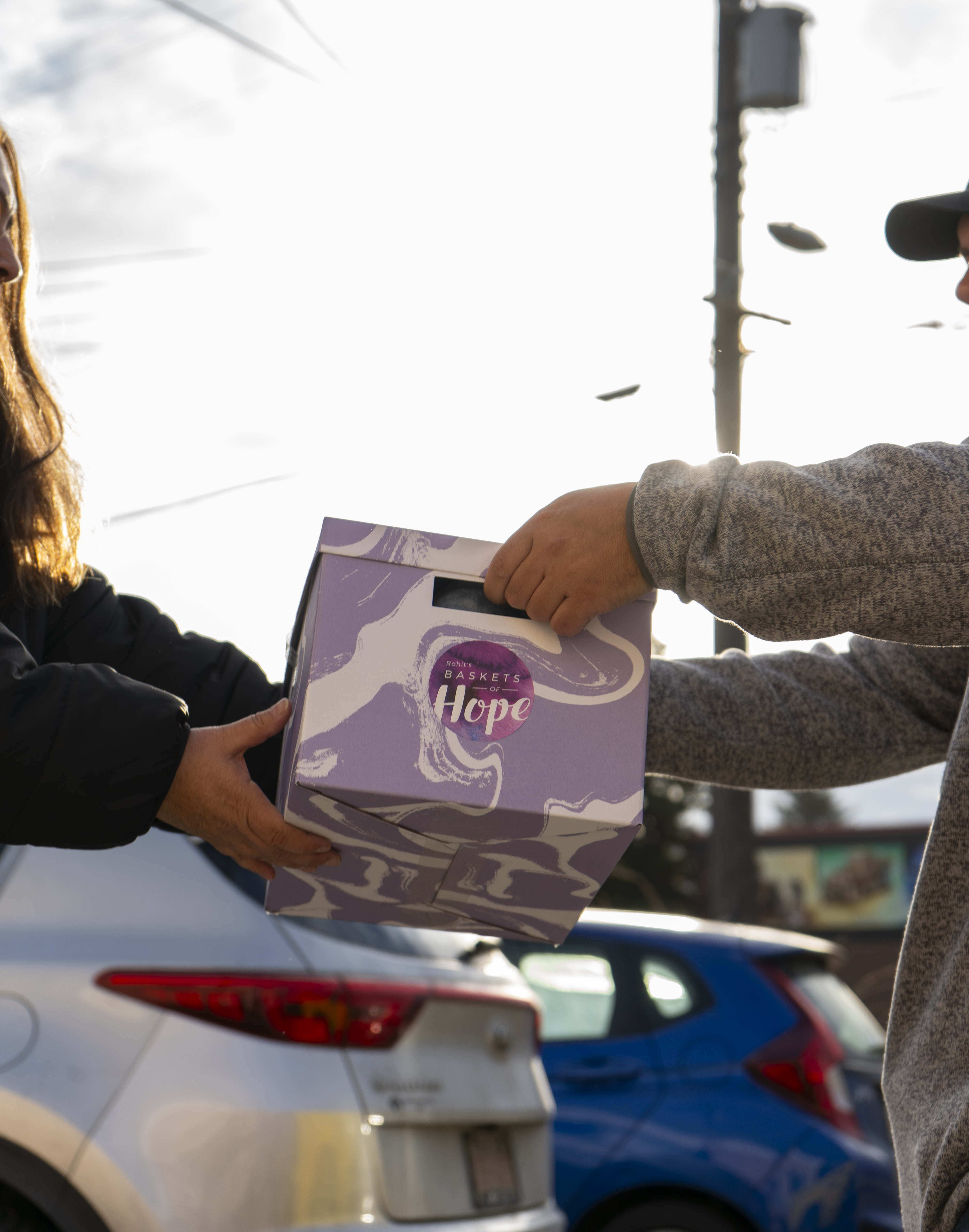 A basket being delivered to WIN House
